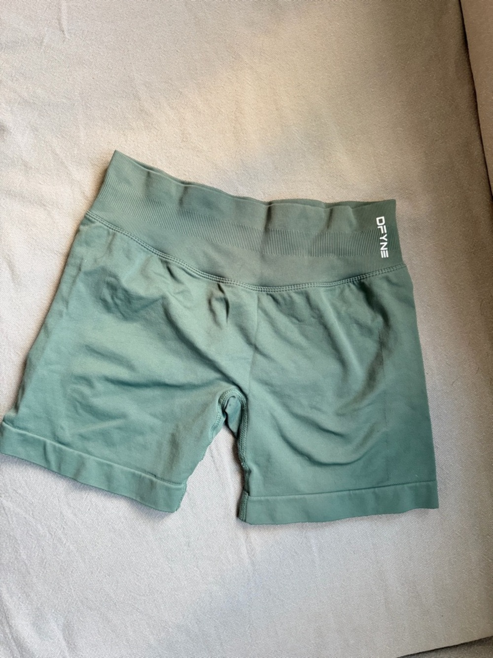 Defyne Women's Olive High-Rise Athletic Bike Shorts